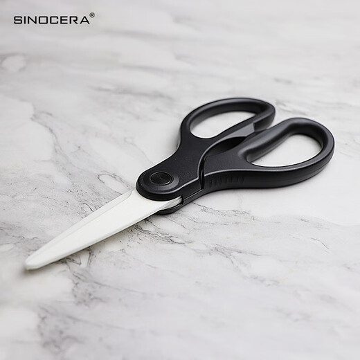 SINOCERA陶瓷剪刀辅食厨房剪刀实验室绝缘不导电不生锈 加厚款大号陶瓷剪 加厚升级款 大号陶瓷剪刀白刃黑柄 不带剪刀套
