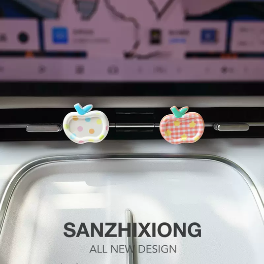 Yusenyi Apple Car Perfume Creative Car Air Vent Aromatherapy Clip Acrylic Car Interior Decoration Supplies Car Aromatherapy Apple Air Vent Perfume Red Wave Dots White Background 1g