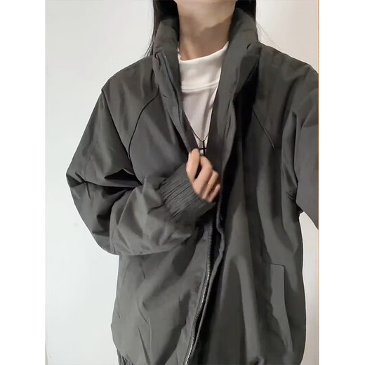 Katuchi American stand-collar three-proof jacket cotton-padded jacket men's winter short silhouette cotton-padded coat cleanfit warm and thickened jacket gray XL