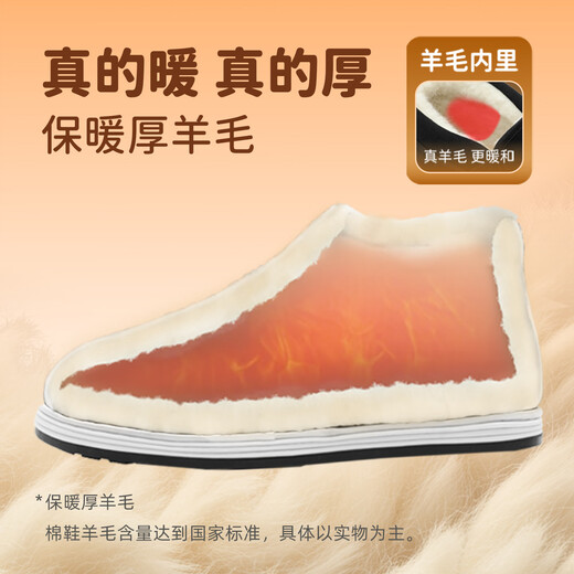 Li Feng Winter Old Beijing Cloth Shoes Men's Thousand-Layout Official Genuine Thick Wool Waterproof Warm Cotton Shoes for the Elderly Black 42