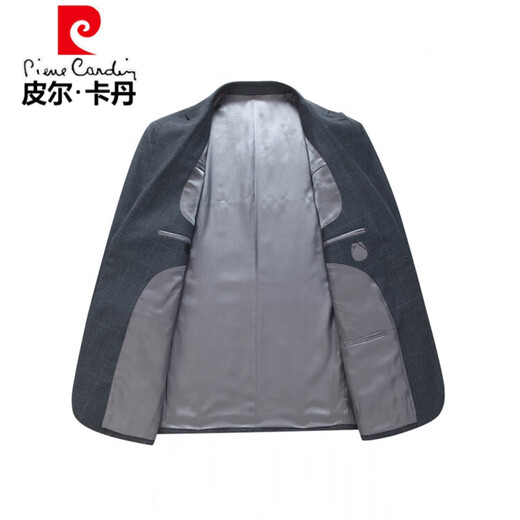 Pierre Cardin high-end 100% worsted pure wool suit suit men's high-end fine plaid business authentic dad dress two-piece set Gray L 175/92A Recommended 125-145 Jin Jin equals 0.5 kg