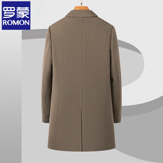 ROMON mid-length double-sided woolen coat men's autumn and winter coat business casual removable goose down lining windbreaker camel removable goose down lining thick XL 180 recommended 145-160 Jin Jin equals 0.5 kg