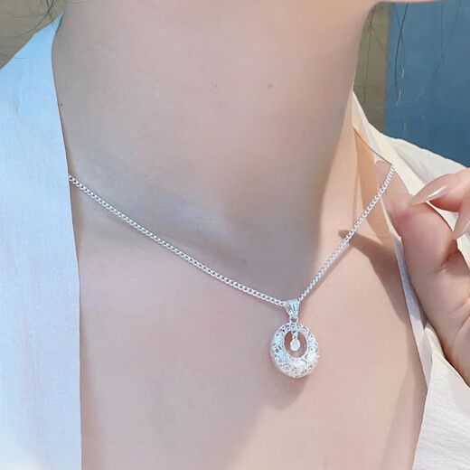 Love 999 sterling silver necklace women's blessing word peace buckle Ruyi pendant fashion jewelry birthday gift for girlfriend and wife