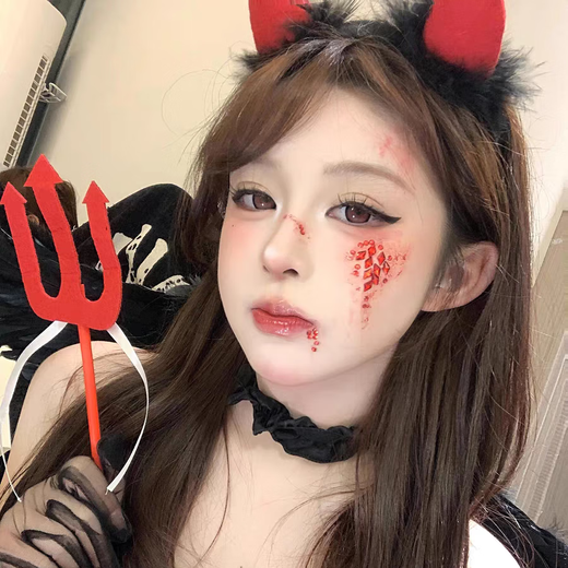 SNQP Halloween elf ears prosthetic ears monster fairies angel long ears performance devil horn headband stage performance hair accessories red devil fork + horn headband a set