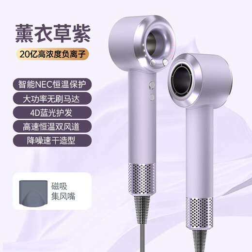 DIKTT German hair dryer for home silent negative ions high power does not damage the hair student dormitory barber shop special silent strong wind high-speed leafless hair dryer constant temperature quick drying gift Lavender top model 2 billion negative ions blue light hair care + smart NEC constant hair care repair | 15 seconds quick dry | hair care quick drying can be used for perming and dyeing straight and curly hair