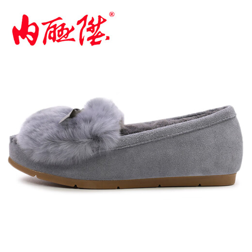 
Inline women's cotton shoes women's fashionable boat shoes winter casual cotton beans shoes old brand Beijing cloth shoes 4877C gray 35