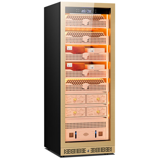 Kelong 608C cigar cabinet, constant temperature and humidity, water ion ammonia removal, smart WiFi, IoT control, air-cooled cedar wood liner shelf, alcohol nourishment, water circulation compressor, refrigeration cigar cabinet, rose gold 2-wake cigar box nourishment + aluminum liner + purified ammonia + WiFi