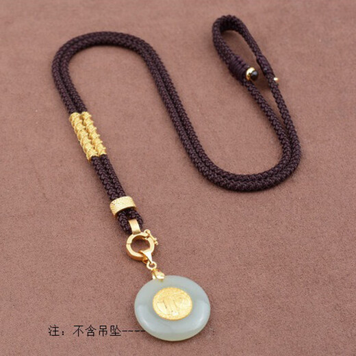Yuling YULN adjustable pendant lanyard Buddha card pendant rope beeswax gold jade pendant necklace rope hand-woven buckle with rope free buckle lanyard - black