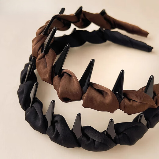 JCZS black high skull beautiful headband women's toothed fluffy headband 2025 new style everyday silver gray fine glitter rhinestone headband high skull/shown