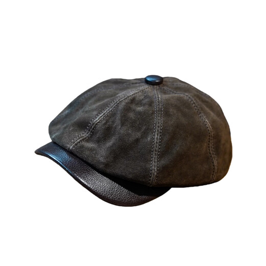 Aolu (AOLU) middle-aged and elderly pumpkin hat European and American octagonal painter hat men and women cowhide outdoor street versatile British style beret coffee color-XL size (57-58cm)