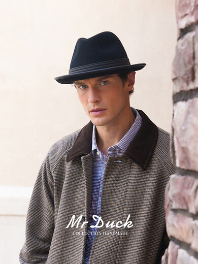 Mr DUCKMr DUCK25 winter Australian superfine wool hat men's foldable British jazz hat sheepskin hatband retro brown coffee 100 wool M suitable for 5657cm head circumference