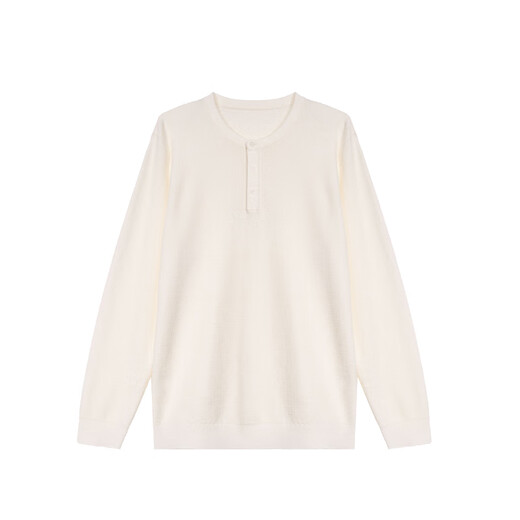 Zhengchen/Zhengchen mulberry silk cashmere blended Henry collar sweater men's autumn top Y-M96352 white one size 48