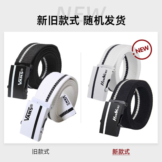 New Korean style belt men's automatic buckle trendy letter belt boys belt trendy student youth belt VA white 110cm
