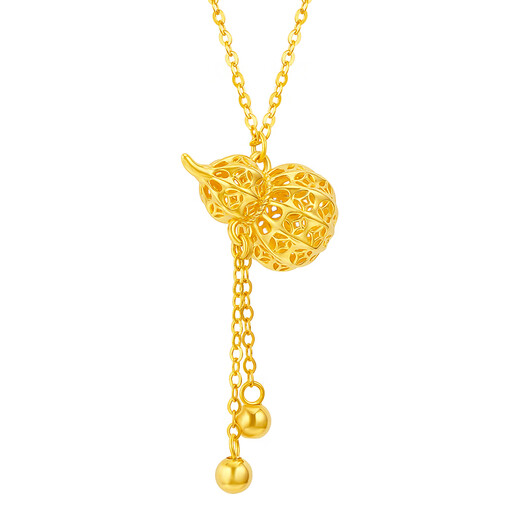 Mingzuan International 18K gold hollow gourd set chain women's au750 tassel necklace clavicle chain new birthday gift for girlfriend
