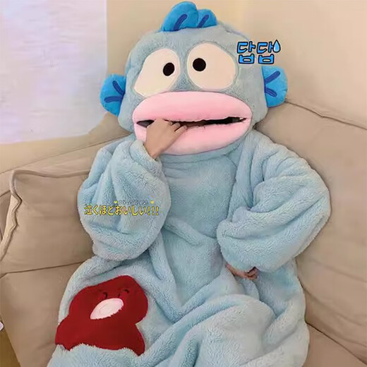 LZJV Clownfish One-piece Pajamas Teletubbies Autumn and Winter Sand Sculpture Funny Coral Velvet Home Clothes for Men and Women can be worn outside Hanton Clownfish One-piece Nightgown (single nightgown without shoes) M (100-120Jin Jin equals 0.5kg)