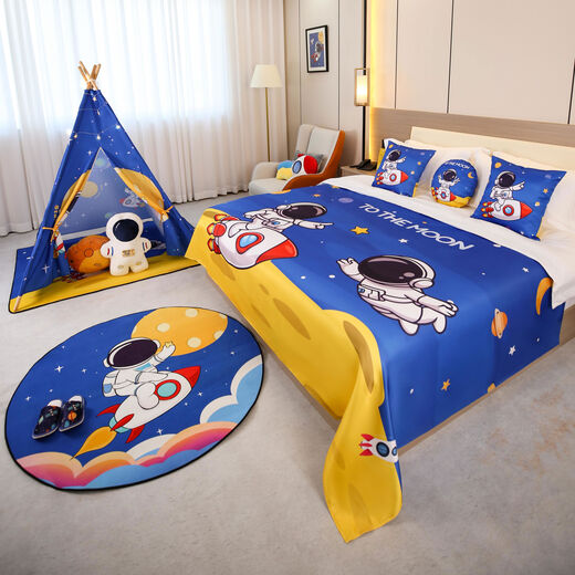 Yusenyi Hotel Hotel ovary bedside towel decoration arrangement bed cover theme holiday homestay cute children cartoon bed flag set off-zoo large triangle tent large tent + thick carpet