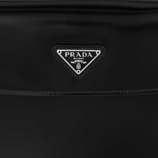 PRADA Enamel Triangle Logo Leather Handle Magnet Leather Armpit Bag Hand Shoulder Bag Women's Black Basic Pack (Bag + Dust Bag)