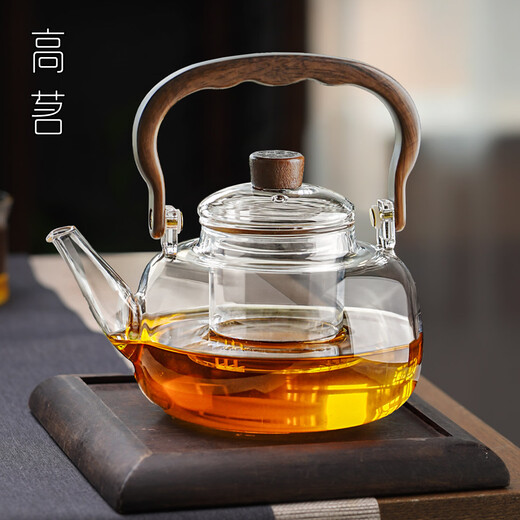 Gaoming glass teapot high temperature resistant thickened handle teapot open flame thickened electric ceramic stove special kettle set Mingxiang teapot + Hengpeng stove