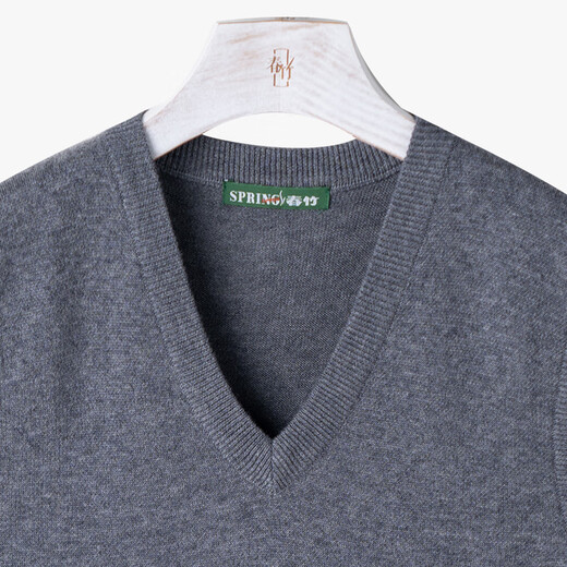 Chunzhu 100% pure wool vest men's business casual commuting sleeveless vest warm base knitted V-neck vest dark floral green M (105CM)