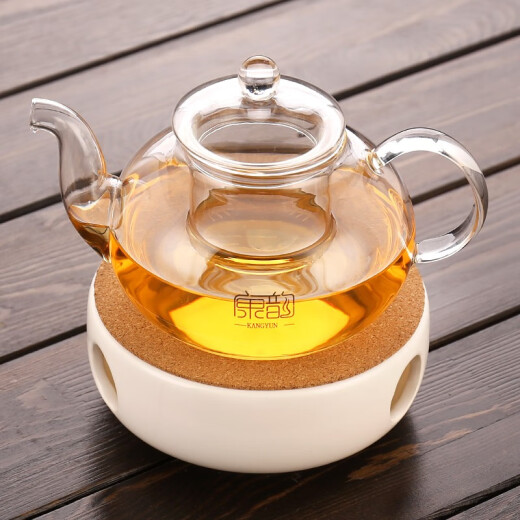 Kangyun (KANGYUN) glass tea set heat-resistant floral teapot heating insulation base high-temperature-resistant tea water warmer household bamboo 20 models 1000ml flow kettle + ceramic base 0 pieces