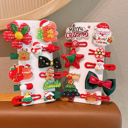 Christmas Headdress Christmas Hair Clip 2025 New Children's Antler Hair Clip Holiday Performance Hair Accessory Girls Clip TS484-03 Christmas Snowman 10-piece Set