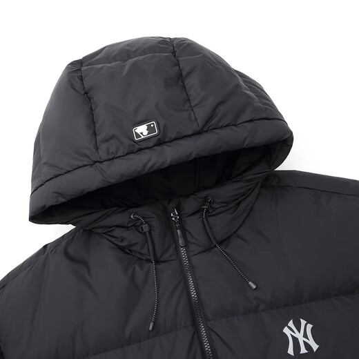 MLB Official Fashionable and Versatile Atmosphere Hooded Goose Down Down Jacket for Men and Women Couples Winter New DJB40 New York Yankees/Black S (It is recommended to take one size smaller)