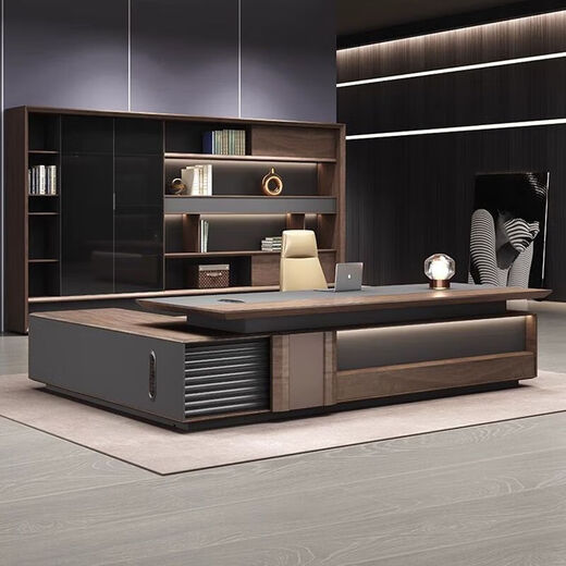 Desk Boss Desk New Chinese Style President General Manager Desk and Chair Combination Simple Modern Chairman Executive Desk 2.0 Meter Boss Desk (Including Password Lock)