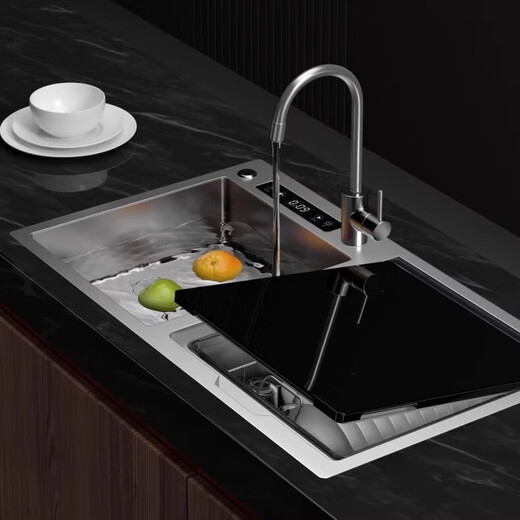 Dishwasher for 8-10 people, large capacity, double spray, small household smart fully automatic desktop embedded hot air drying, active oxygen sterilization and disinfection S3pro left machine upgraded version with ultrasonic