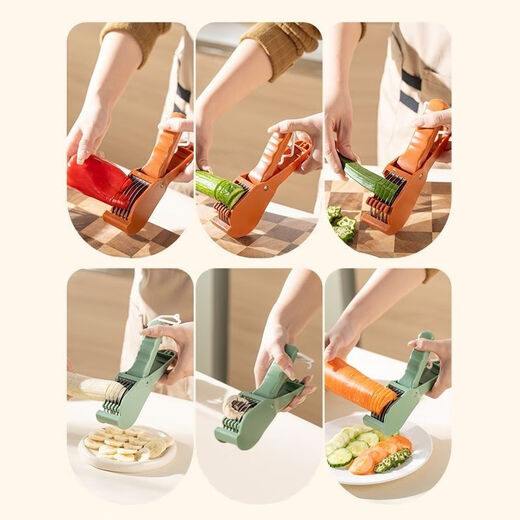 OEMG Japanese Fruit Slicing Ham Sausage Vegetable Slicing Machine Banana Creative Cucumber Slicing Kitchen Tool Divider Bright Orange (Food Grade Material Stainless Steel Blade)