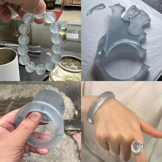 缅甸天然翡翠原石毛料手镯料散珠子料冰种飘花阳绿紫罗兰玉石手镯 正品缅甸翡翠玉石原料 无玉包赔