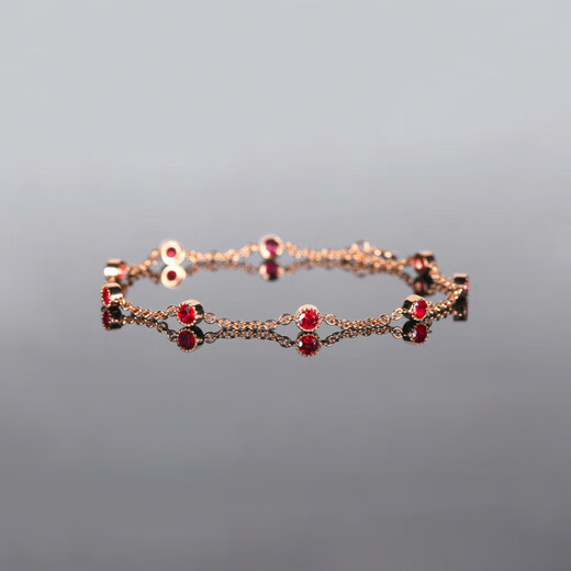 Junshi ruby bracelet 18K gold light luxury inlaid with stars holding the moon and colorful treasures for wife and girlfriend ruby bracelet