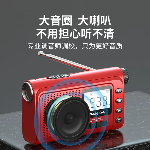 Panda (PANDA) 6243 radio full-band portable lighting plug-in card small elderly flashlight car spare semiconductor red