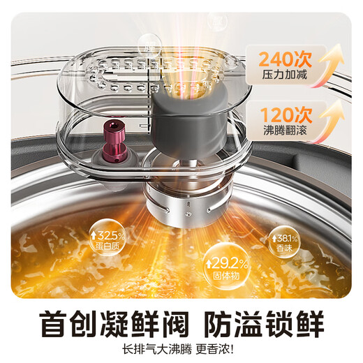 Midea low-fat electric pressure cooker high pressure 5 liters 0 coating 316L stainless steel rice cooker fully automatic intelligent reservation 60S quick volleyball bile kettle household rice cooker for 4-6 people MY-C5650F