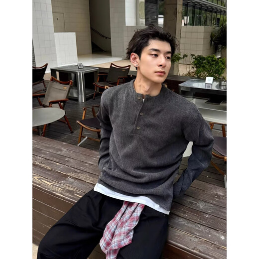 Henry collar sweater men's autumn and winter old money style high-end cleanfit lazy versatile long-sleeved sweater for men dark gray 3XL recommended 160-180Jin Jin equals 0.5 kg