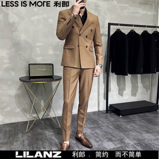 LESS IS MORE Autumn and Winter Korean Slim Suit Suit Two-piece Men's Casual Light Mature Style Men's Small Suit Handsome Jacket Trendy Black XL