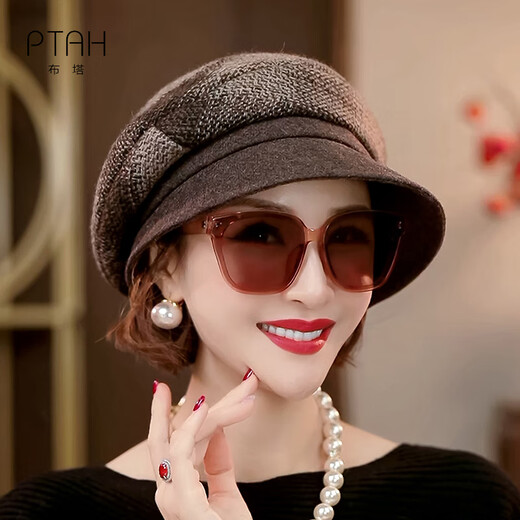 PTAH wool blended beret, versatile retro wool wool, warm temperament, Japanese autumn and winter hat, British painter hat, golden sand color