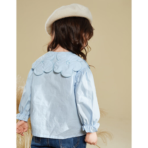 JELLYBABY Sweet and Versatile Autumn Girls' Shirts Solid Color Lapel Good Matching Tops Children's Babydoll Shirts Long Sleeve Shirts