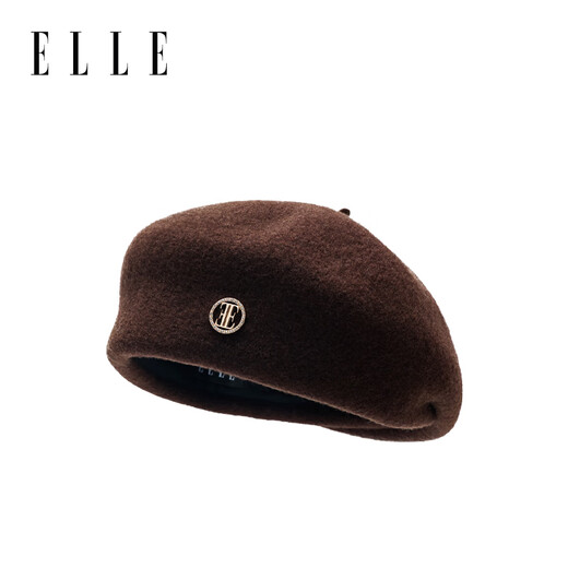 ELLE 100% wool beret women's autumn and winter fashionable and versatile painter's hat with small big head and buds