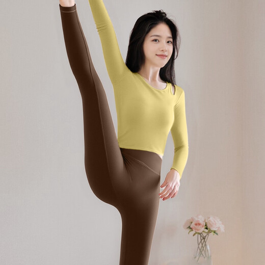 Shuangxiu Yoga Wear Suit for Women 2025 New Style Beautiful Nude Autumn and Winter Long Sleeve Top Running Pilates Training Fitness Wear Platycodon Purple S 80-100