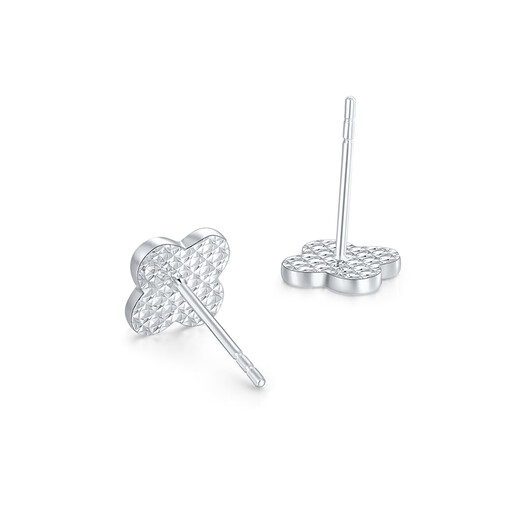 Mengjinyuan platinum earrings, four-leaf clover, brushed and sparkling, PT950 platinum, birthday gift for girlfriend, weighing about 2.45g