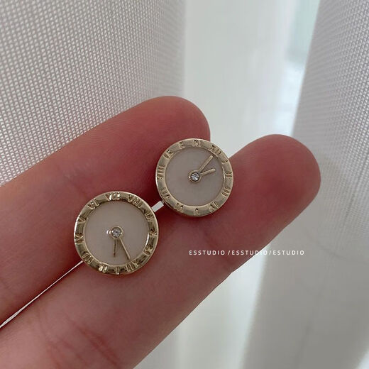 Ye Yu Xiaoxiangfeng round clock metal shirt button cardigan button versatile sweater jacket decorative button cuff button collar button clock white oil 1 piece