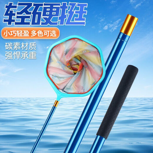 Children's fishing net pocket carbon retractable fishing net to catch small fish, shrimps, tadpoles, butterfly net set children's blue children's copy net without water bucket