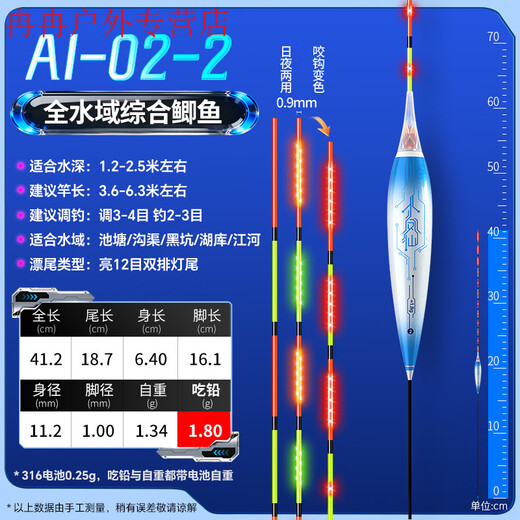 Zailu AI intelligent luminous float OLED float sealed tail black pit competitive fish float biting hook color-changing buoy fishing gear big brand AI-1-1 lead 1 point 3 shallow water fish color-changing model exquisite UA boxed reference price 152