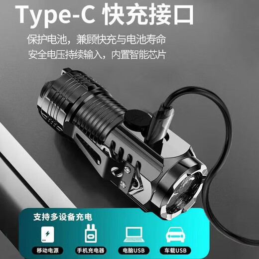 LED strong light flashlight zoom long-range ultra-high endurance outdoor multi-function searchlight outdoor emergency long-range strong light flashlight 250 mAh ABS high-brightness model