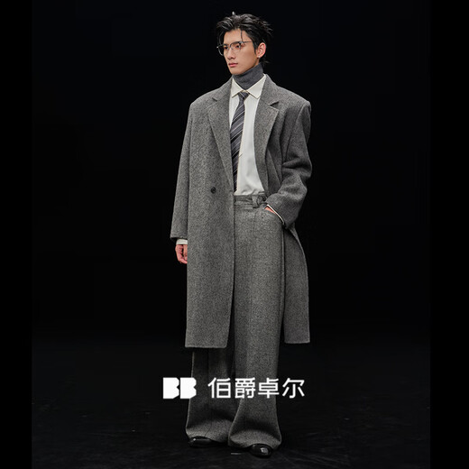 Piaget Zall wool coat 100% men shoulder pad long goose down lining commuter coat men 2025 autumn and winter new moon night black regular - no lining L (175)