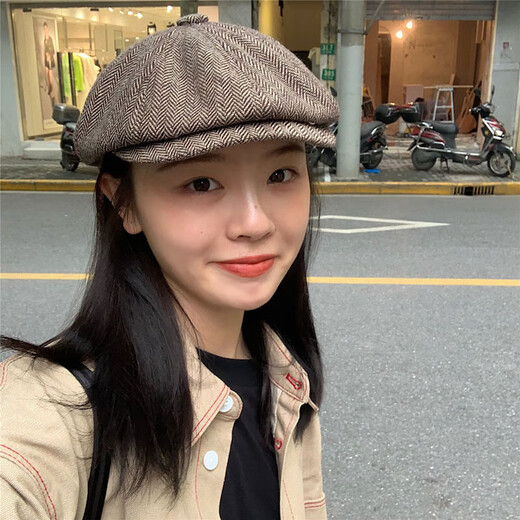 贝雷帽男女英伦时尚百搭复古报童八角帽春秋潮鸭舌帽画家 浅灰色（男女同款） M