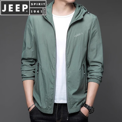 JEEP SPIRIT防晒衣男士夏季新款薄款户外连帽防晒服外套衣 N9928 雾蓝 M 170 105-120斤