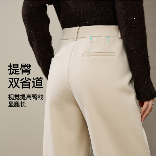 Yiyang (ESE-Y) 2025 winter velvet thickened narrow wide-leg straight pants black-regular 29