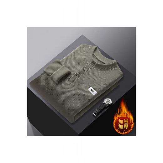 Pierre Cardin sweater men's solid color bottoming sweater Henry collar loose winter thickened warm youth 2025 new sweater off-white M