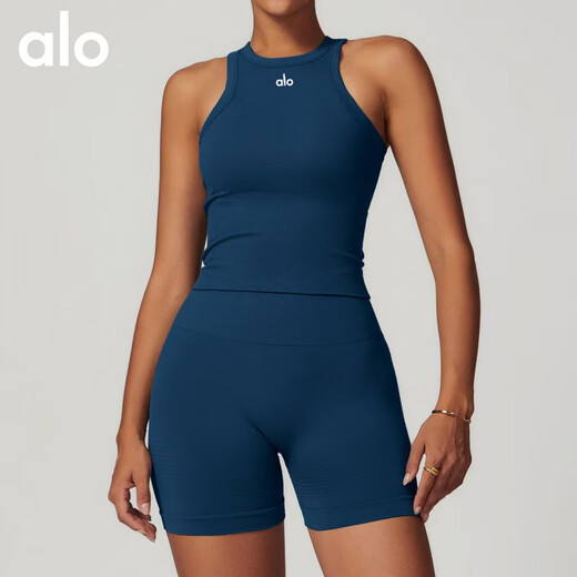 ALO YOGA American ALO yoga clothing suit yoga women's fitness running sports suit Pilates texture training tights khaki vest M